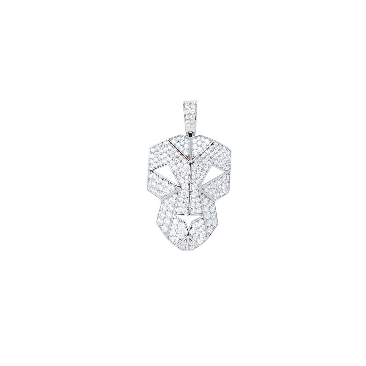 Iced Lion pendant 925 sterling silver plated with rhodium