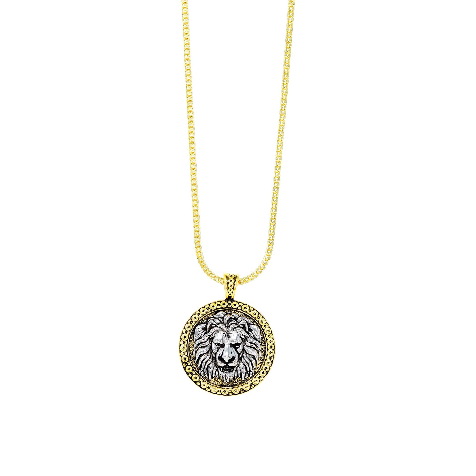 Lion necklace sterling silver gold plated