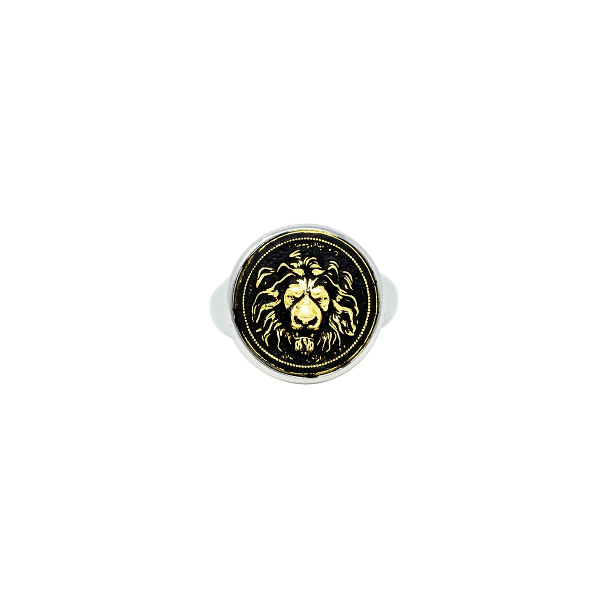 👑 Lion Signet Ring Rhodium Plating – Symbol of Power