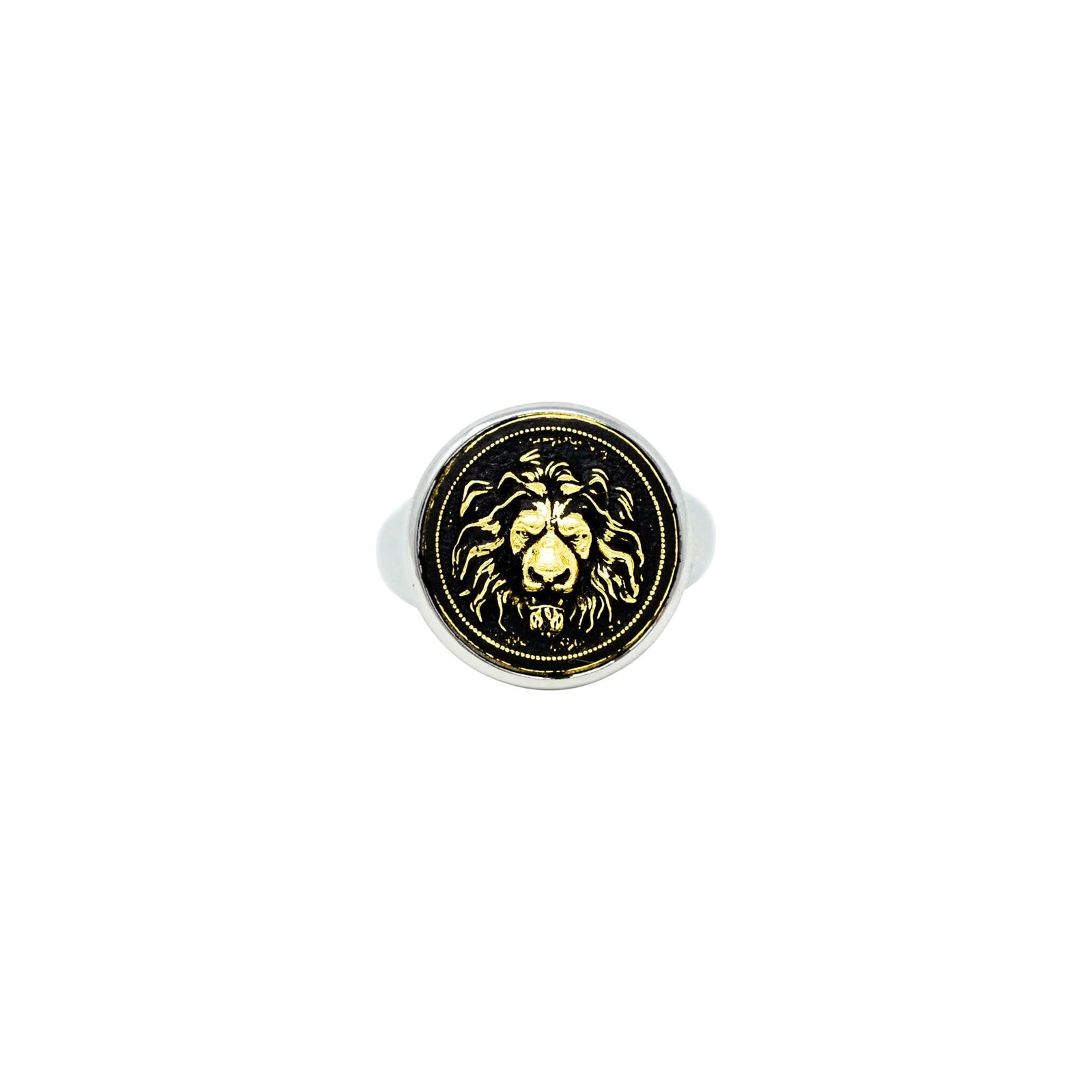 👑 Lion Signet Ring Rhodium Plating – Symbol of Power