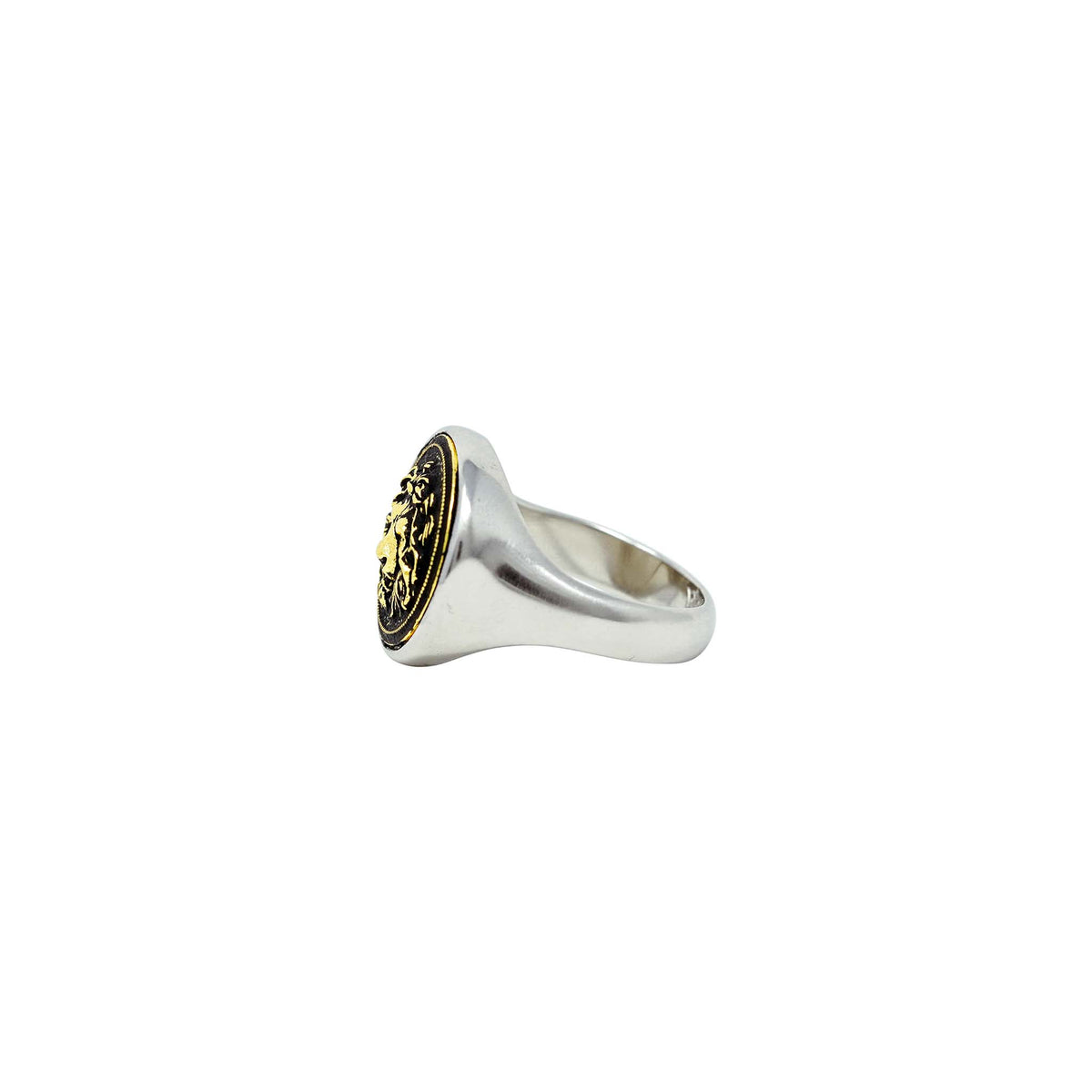 👑 Lion Signet Ring Rhodium Plating – Symbol of Power
