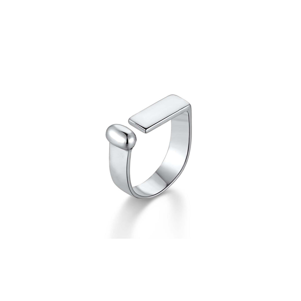 Modern Open Ring Rhodium Plated Sterling Silver