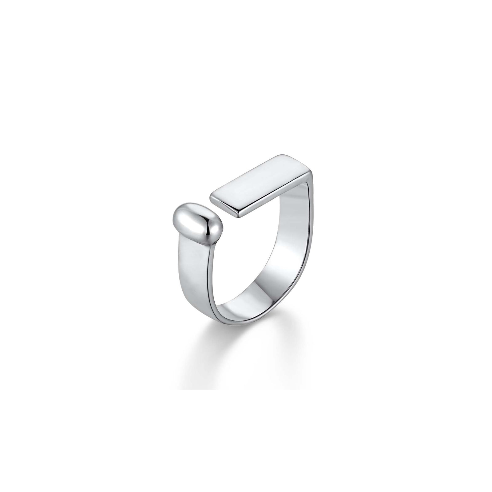 Modern Open Ring Rhodium Plated Sterling Silver