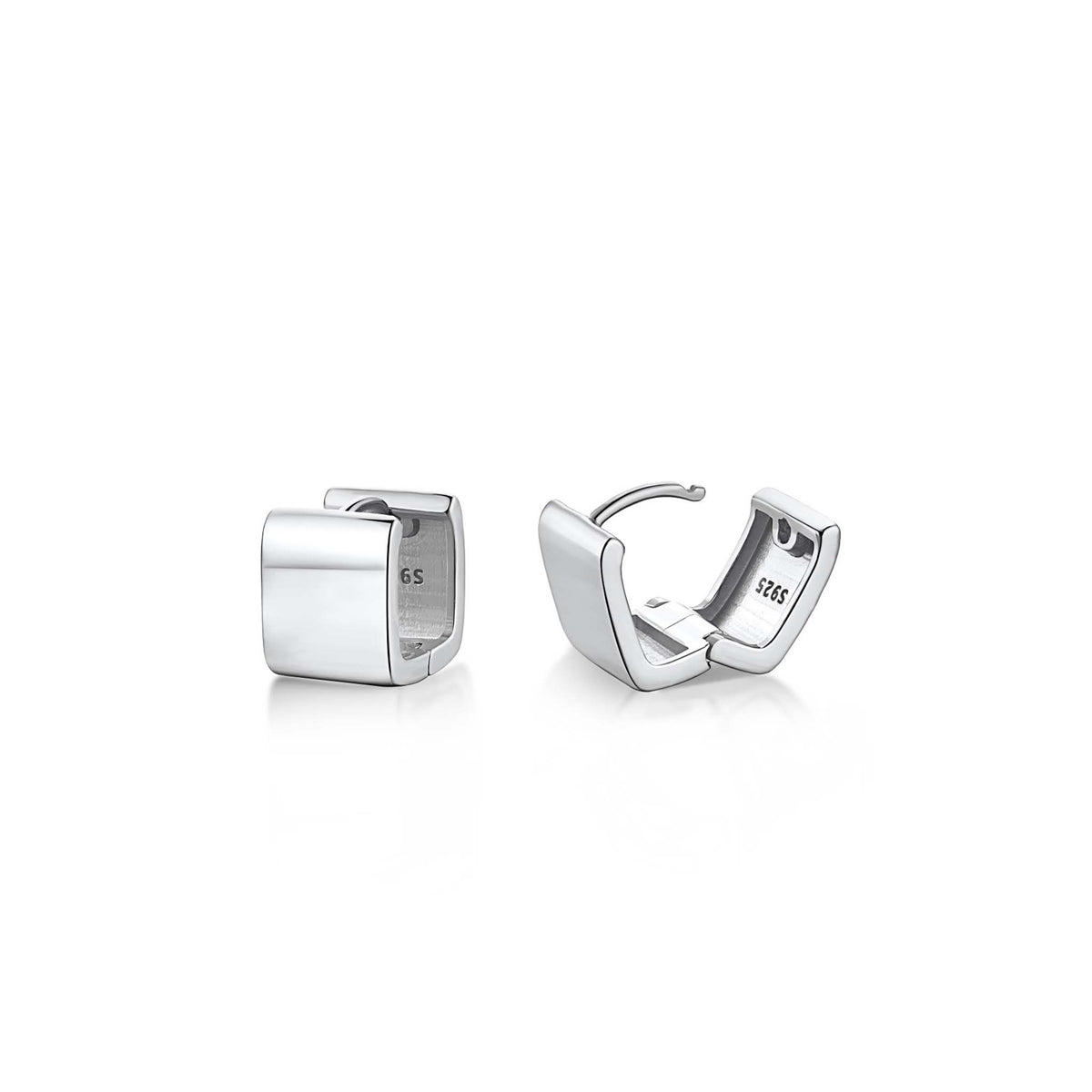 Modern Earrings Rhodium Plated Sterling Silver