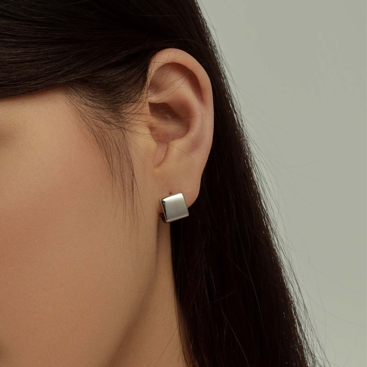 Modern Earrings Rhodium Plated Sterling Silver