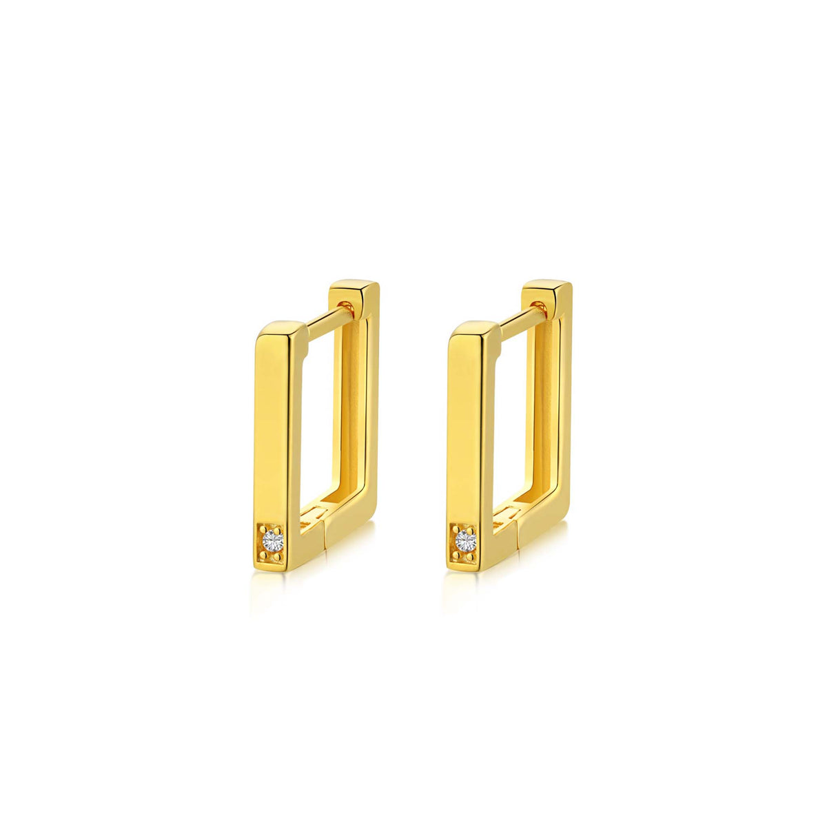 Rectangle Earrings Gold Plated Sterling Silver