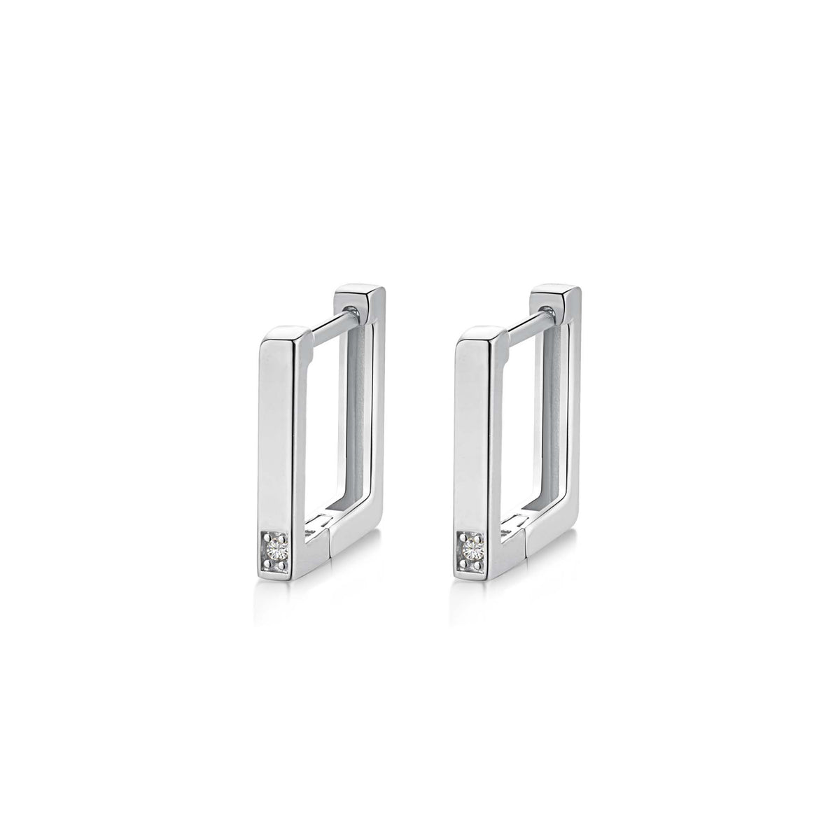 Rectangle Earrings Rhodium Plated Sterling Silver