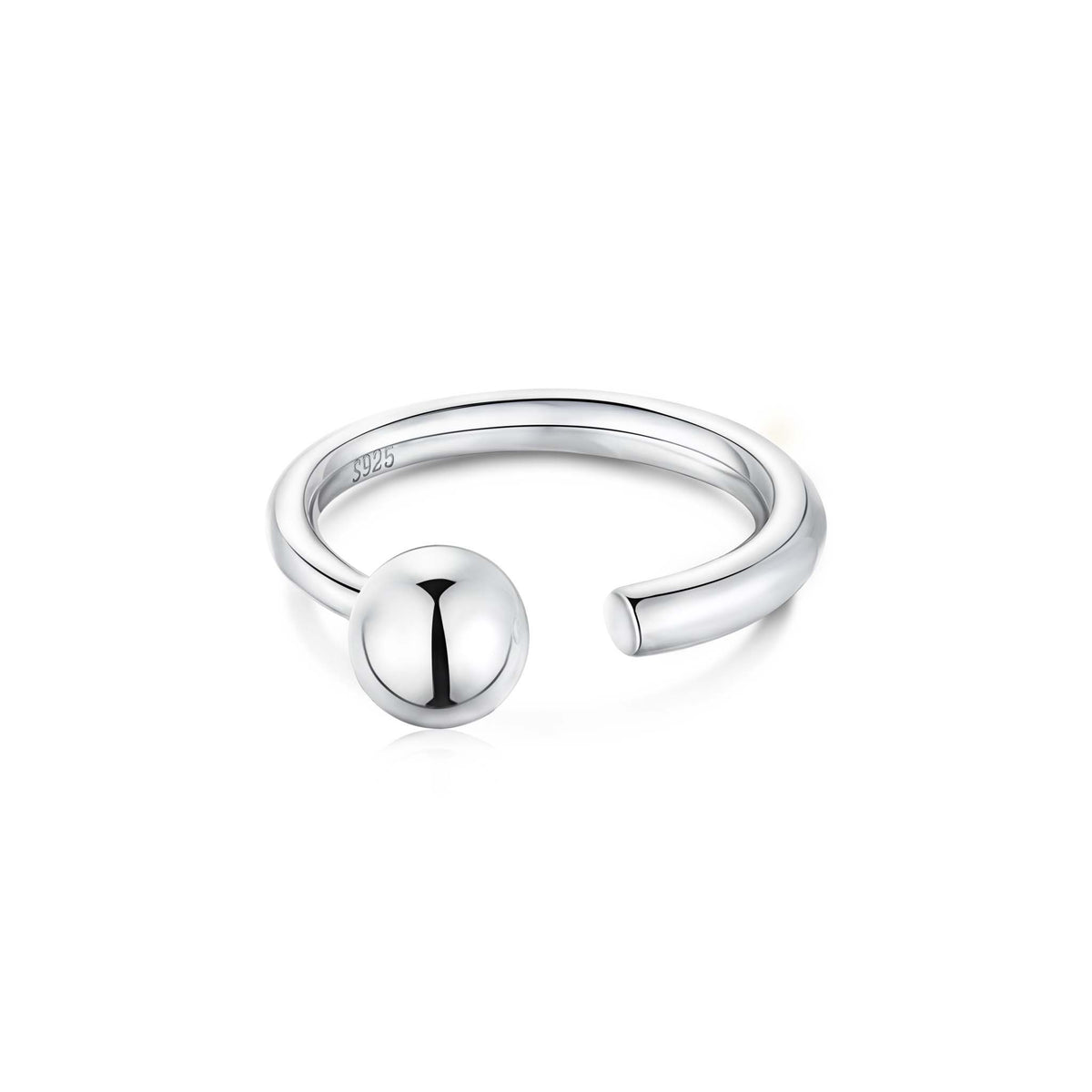 Ball Ring Rhodium Plated Sterling Silver