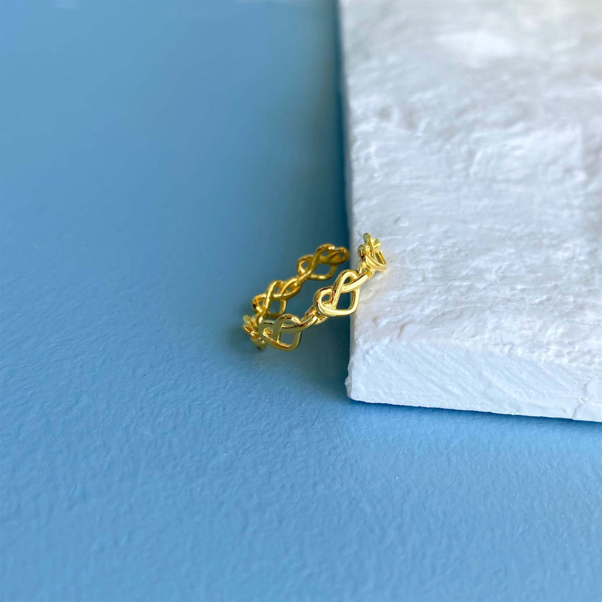 Braided Hearts Ring Gold Plated Sterling Silver
