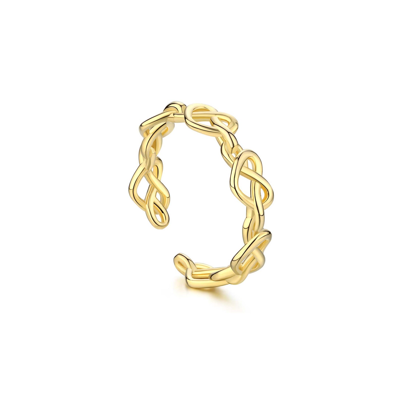 Braided Hearts Ring Gold Plated Sterling Silver