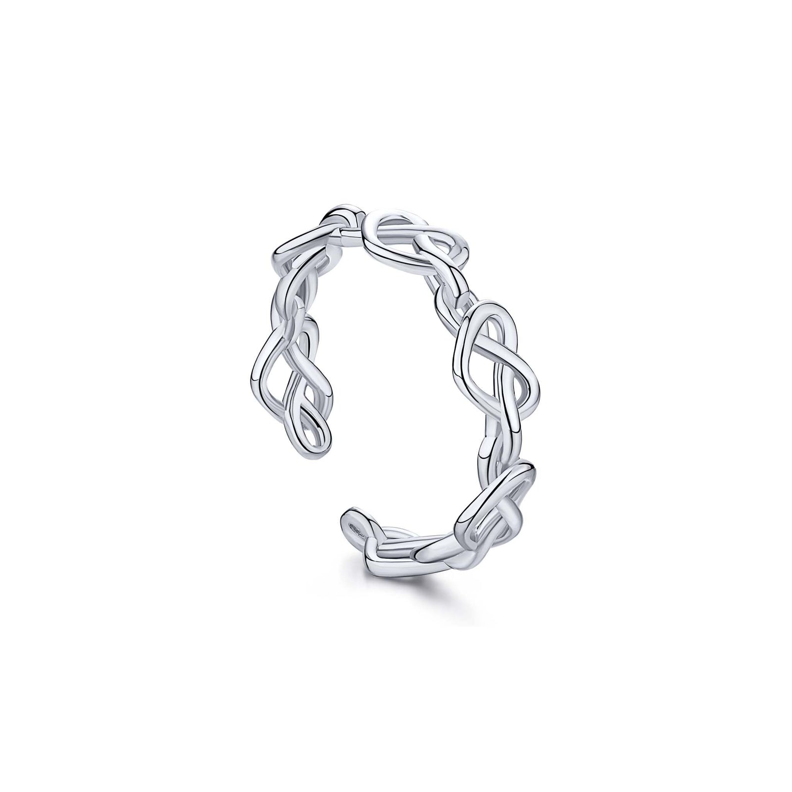 Braided Hearts Ring Rhodium Plated Sterling Silver