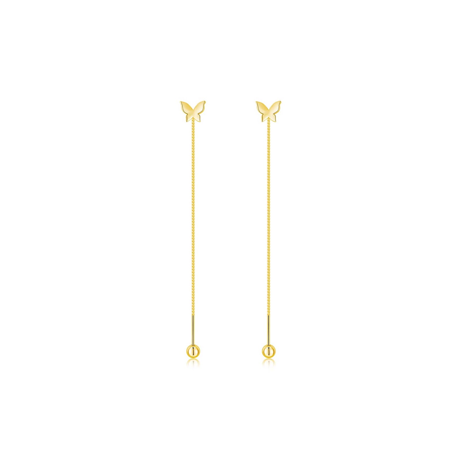 Butterfly Dainty Chain Earrings Gold Plated Sterling Silver