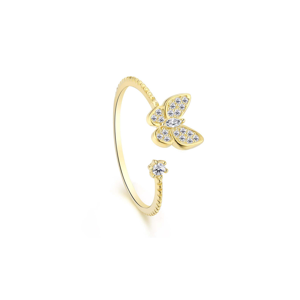 Butterfly Ring Sterling Silver Gold Plated