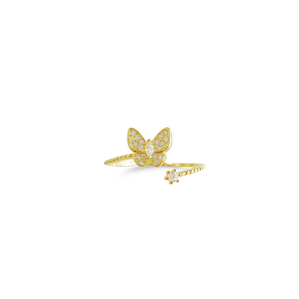 Butterfly Ring Sterling Silver Gold Plated