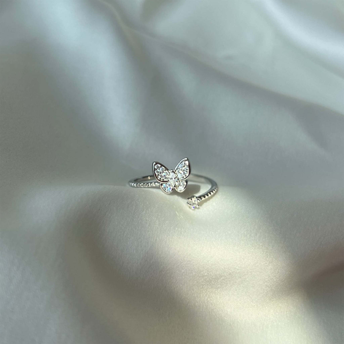 Butterfly Ring Sterling Silver Rhodium Plated