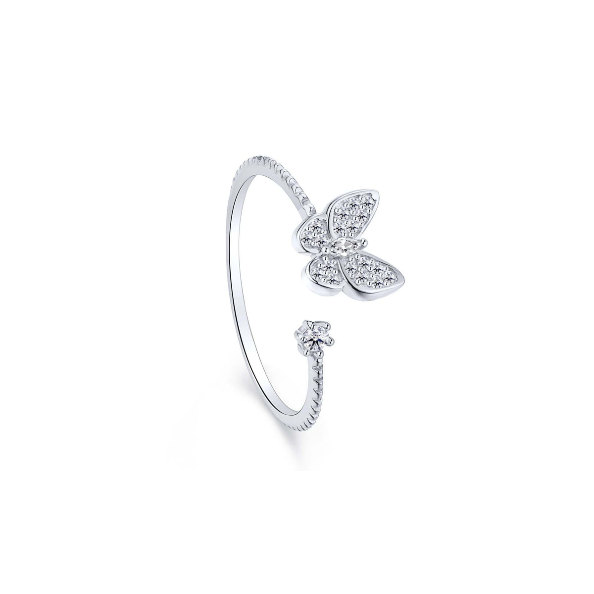 Butterfly Ring Sterling Silver Rhodium Plated