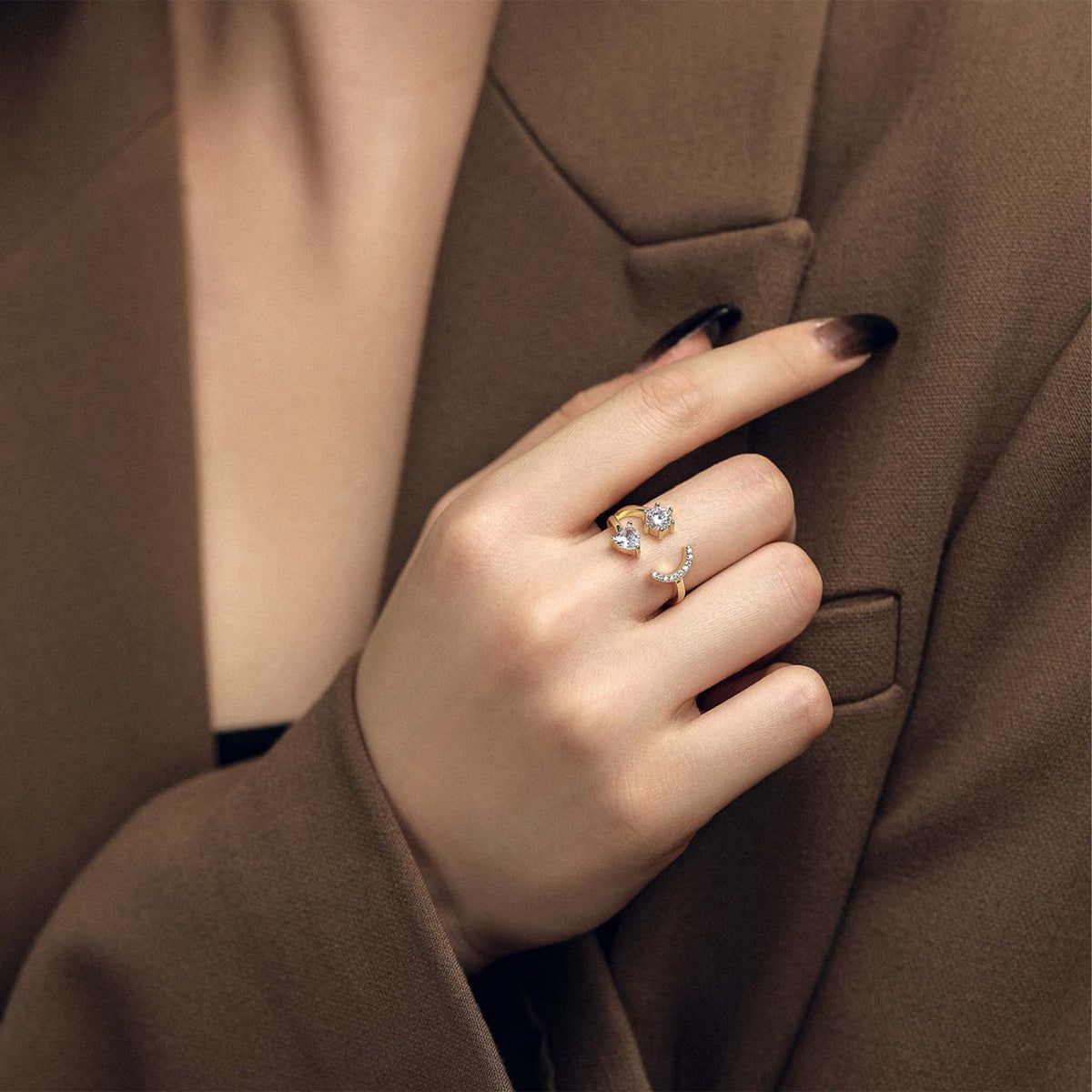 Smiley Face Ring 14K Gold Plated Sterling Silver