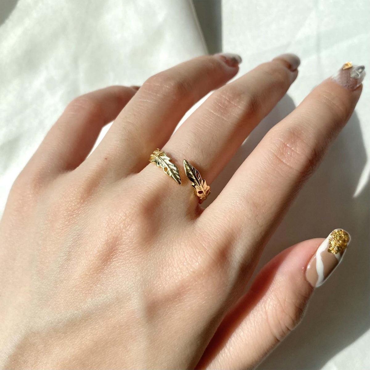 Leaf Ring Gold Plated Sterling Silver