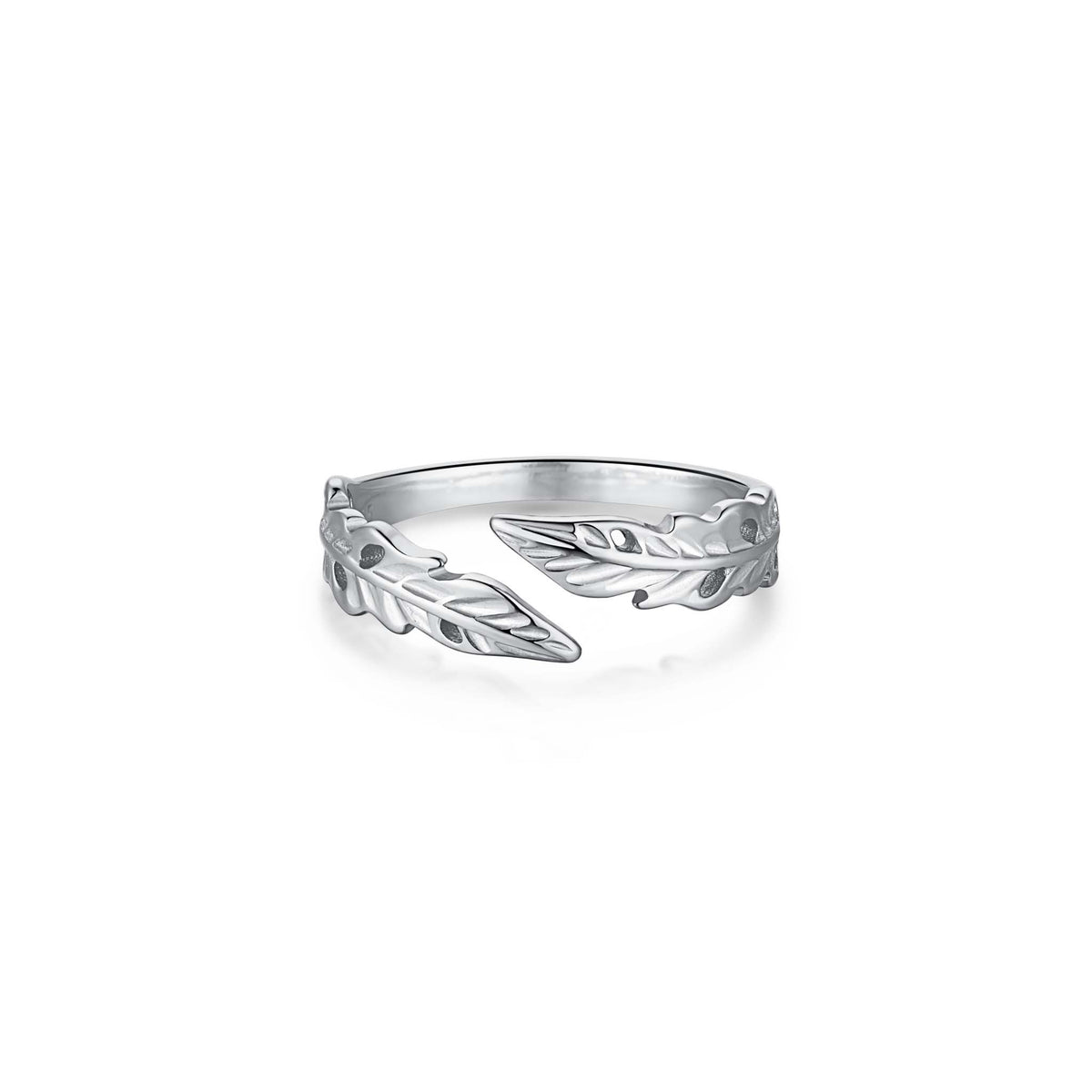 Leaf Ring Rhodium Plated Sterling Silver