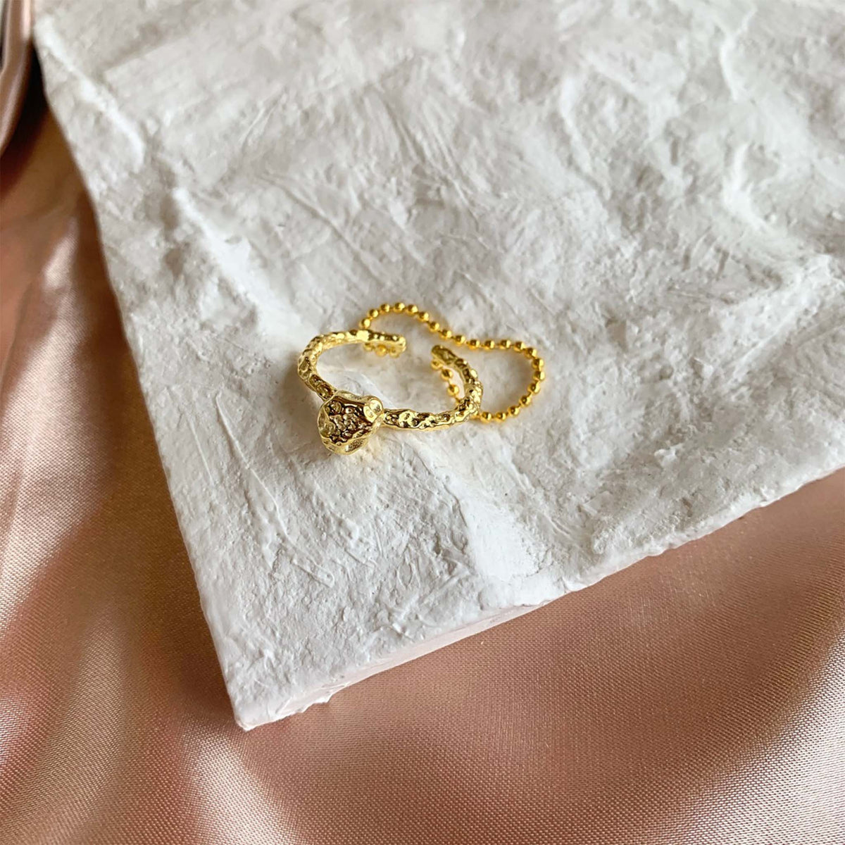 Meteorite Ring Gold Plated Sterling Silver