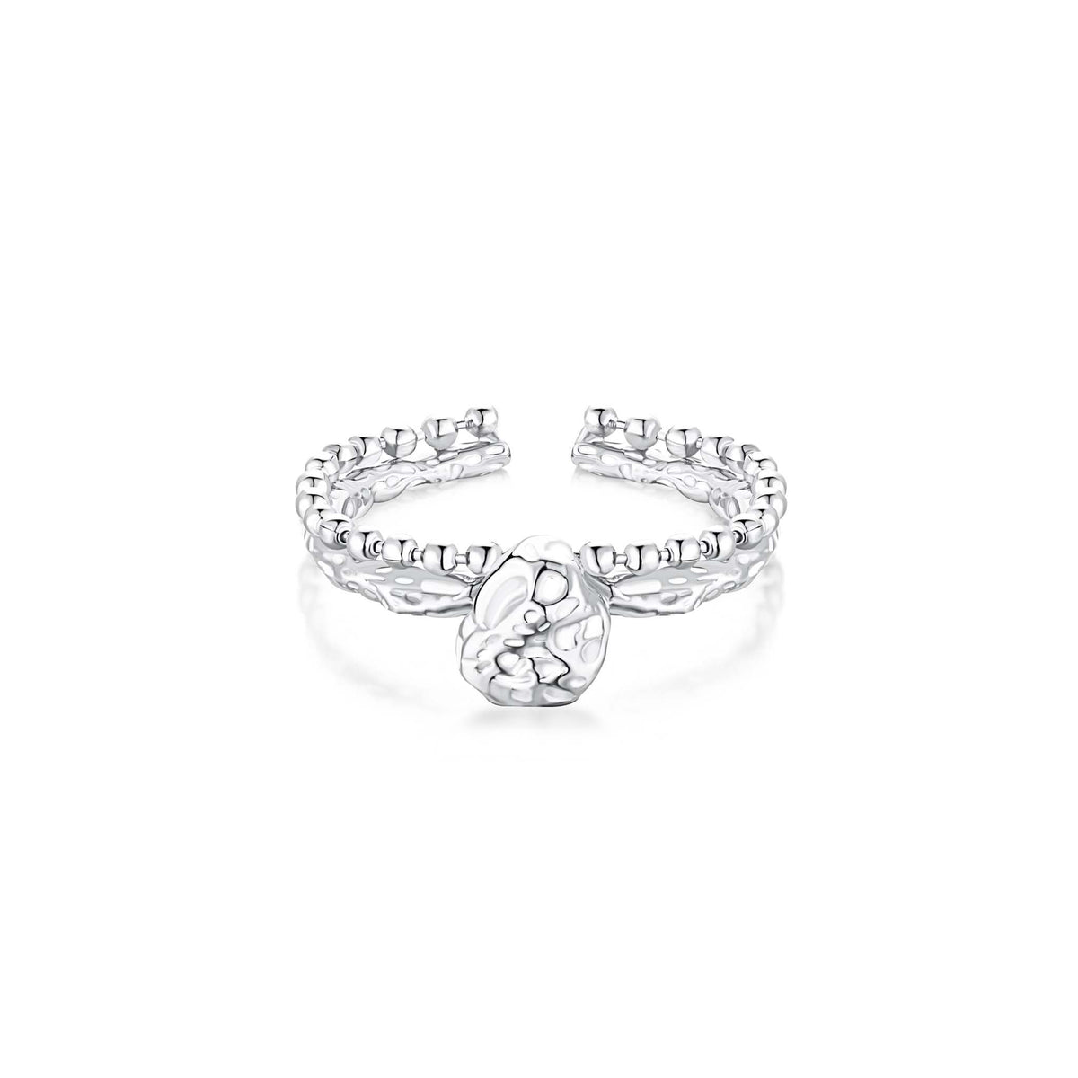 Meteorite Ring Rhodium Plated Sterling Silver