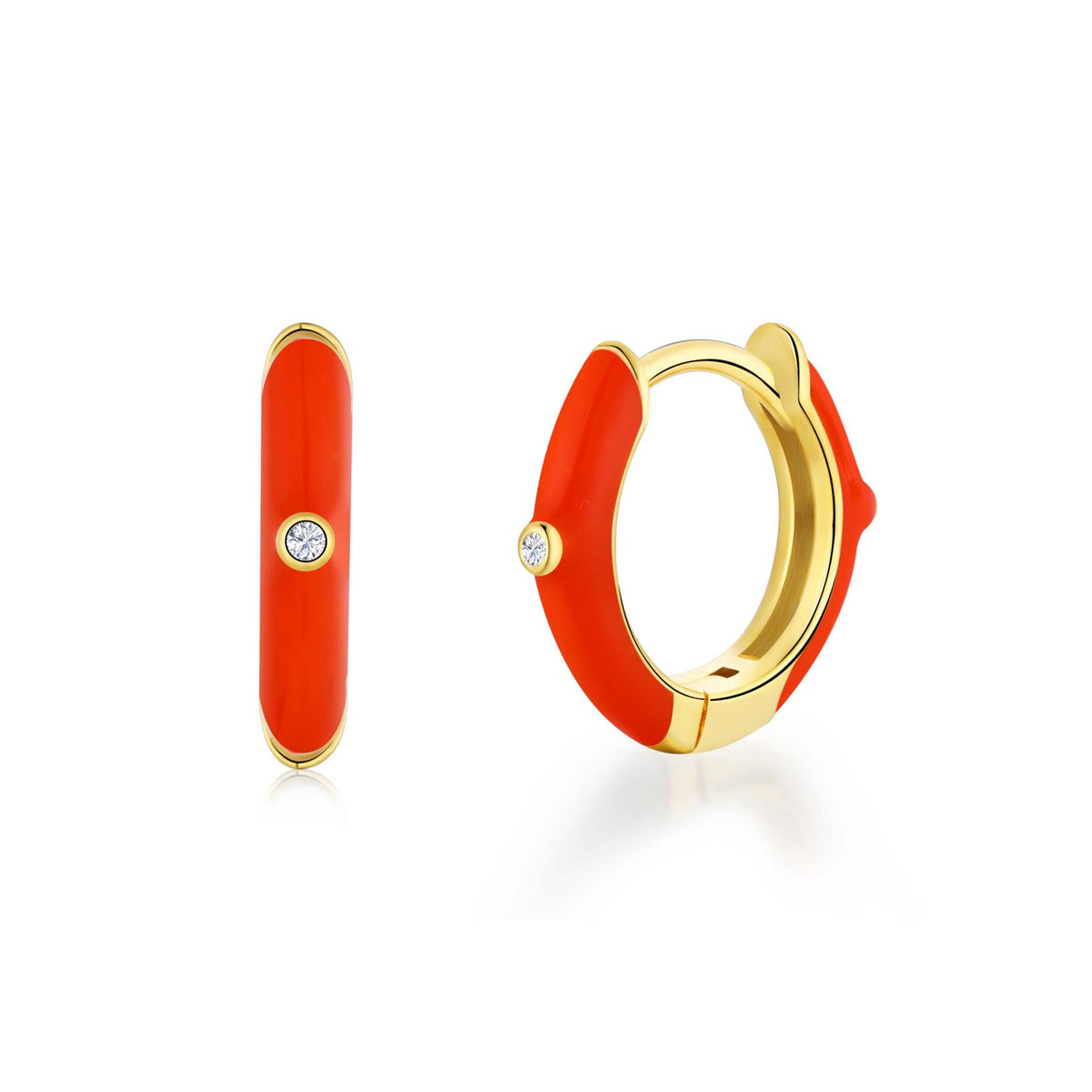 Orange Hoop Earrings Gold Plated Sterling Silver