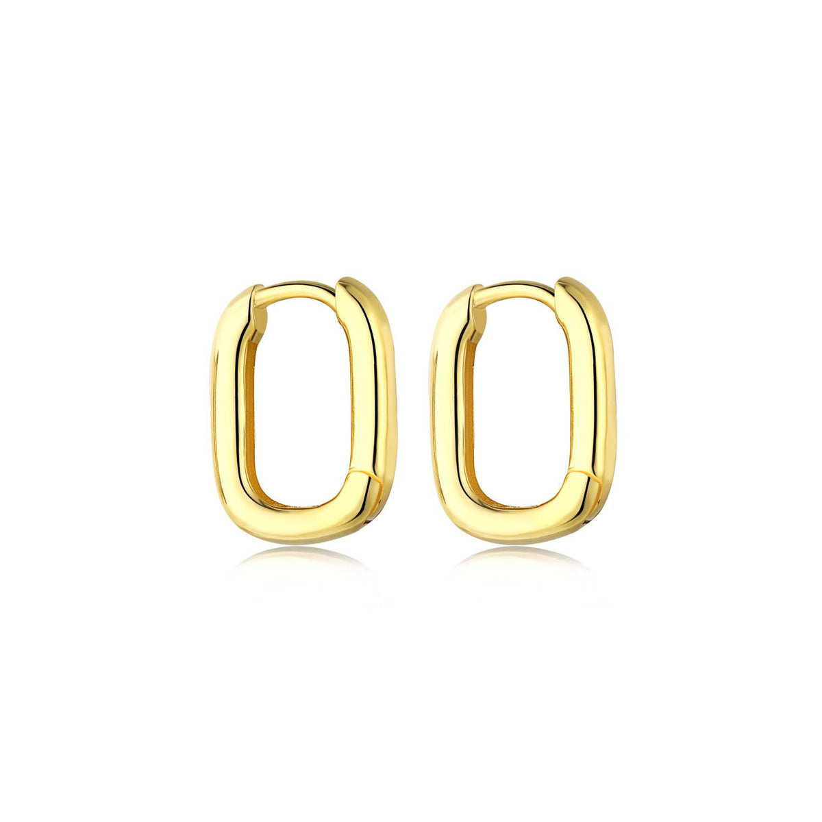 Oval Hoop Earrings Gold Plated Sterling Silver