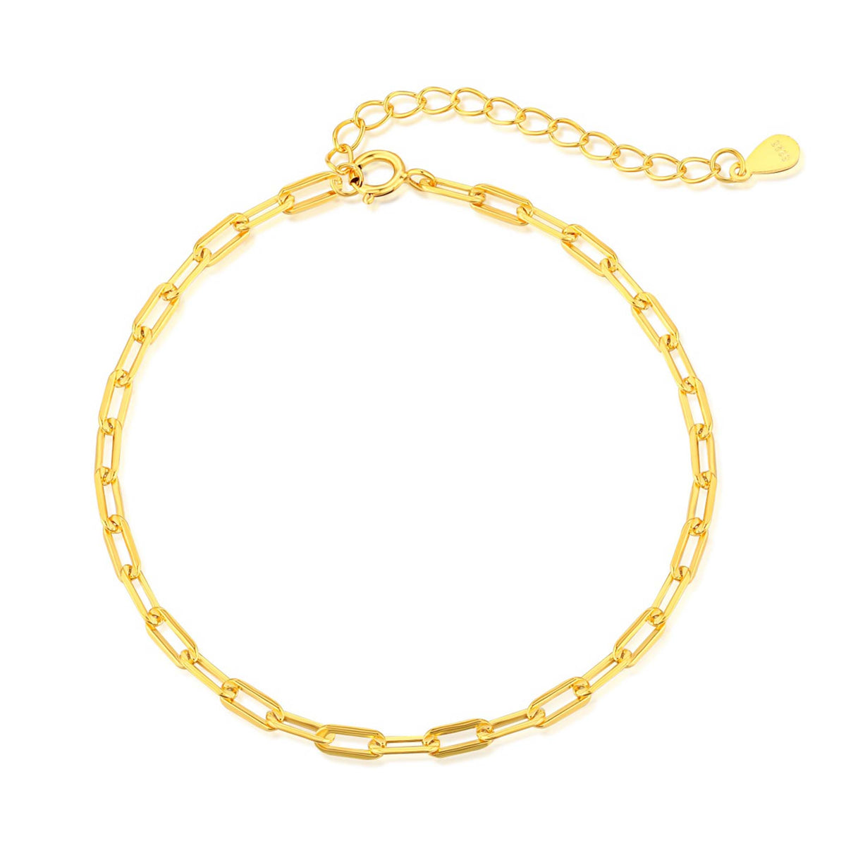 Paperclip Chain Bracelet Gold Plated Sterling Silver