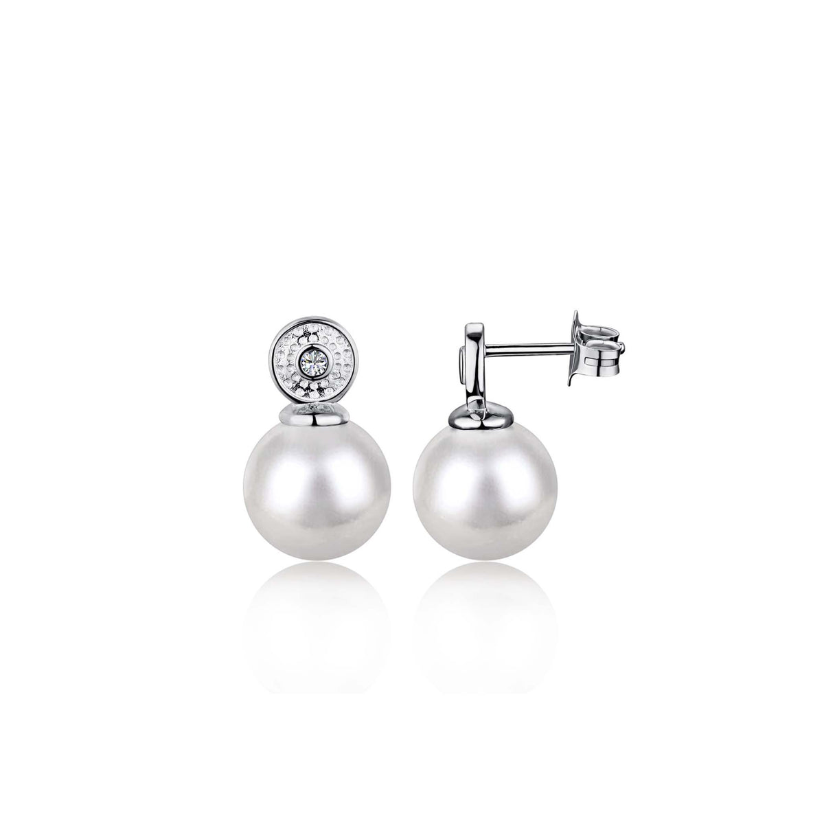Pearl Drop Earrings Rhodium Plated Sterling Silver