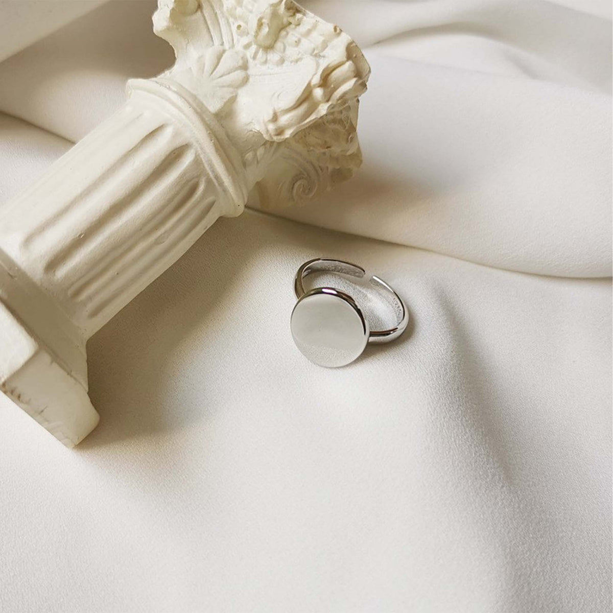 Signet Ring Rhodium Plated Sterling Silver