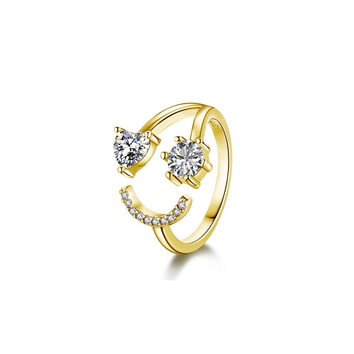 Smiley Face Ring 14K Gold Plated Sterling Silver