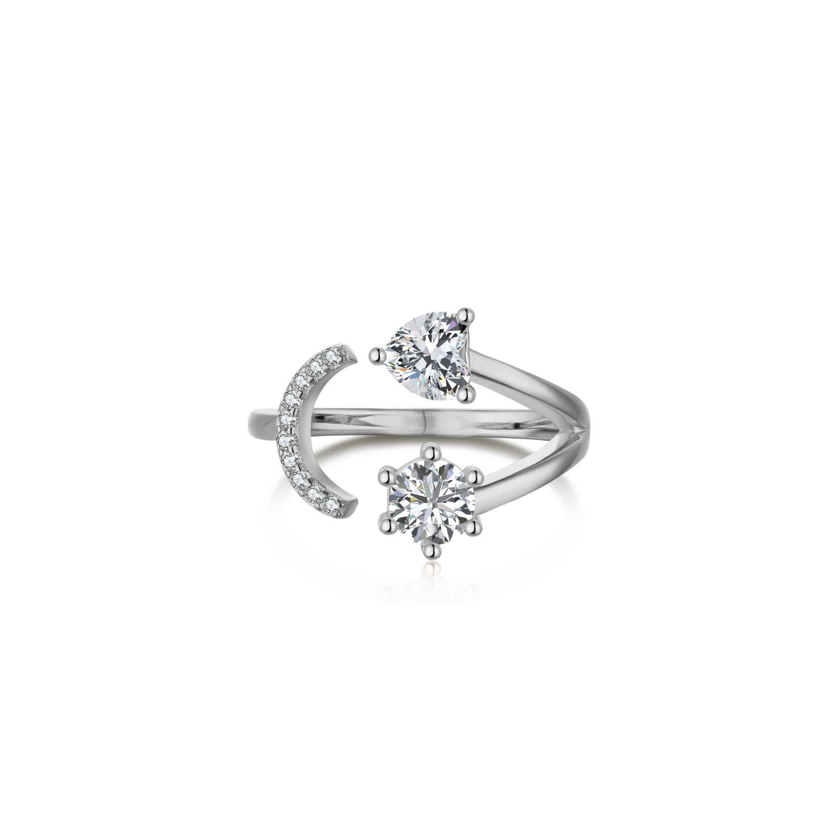 Smiley Face Ring Rhodium Plated Sterling Silver