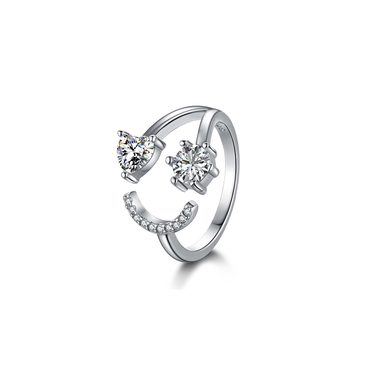 Smiley Face Ring Rhodium Plated Sterling Silver